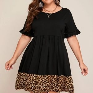 SHEIN Curve 1X Black Leopard Dress